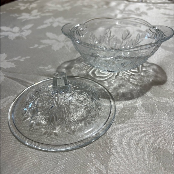 Vintage Pressed Glass Floral Candy Dish - Picture 4 of 8